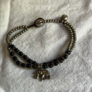 Silver and Black Elephant Charm Bracelet